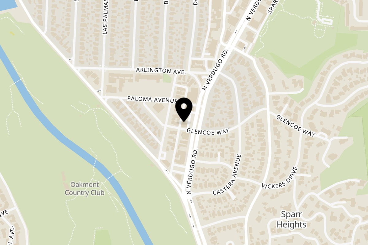 Map showing the location of India's Flavor on 3303 N Verdugo Rd in Glendale